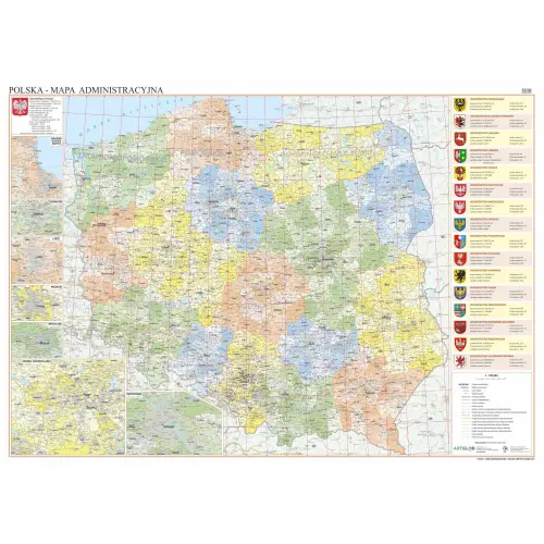 Polska mapa ścienna dwustronna fizyczno-administracyjna arkusz laminowany 1:700 000