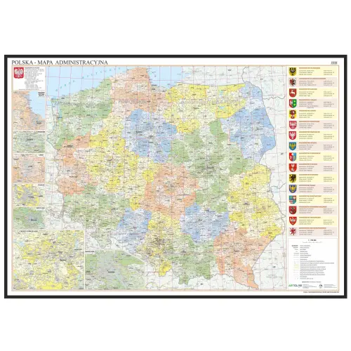 Polska mapa ścienna administracyjna na podkładzie 1:700 000