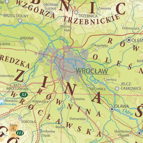 Polska mapa ścienna fizyczna na podkładzie do wpinania, 1:500 000, ArtGlob