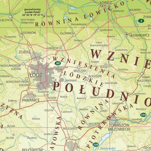 Polska fizyczna mapa ścienna - naklejka 1:700 000