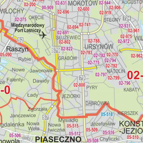 Polska mapa ścienna kody pocztowe na podkładzie do wpinania, 1:350 000