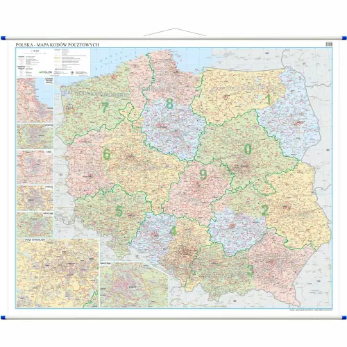 Polska mapa ścienna kody pocztowe 1:700 000