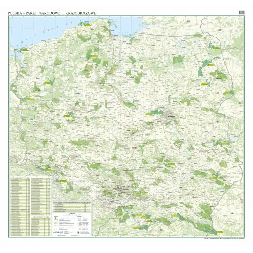 Polska - Parki Narodowe i Krajobrazowe mapa ścienna arkusz papierowy, 1:500 000