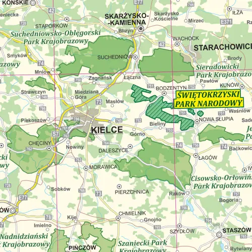 Polska - Parki Narodowe i Krajobrazowe mapa ścienna arkusz papierowy, 1:500 000