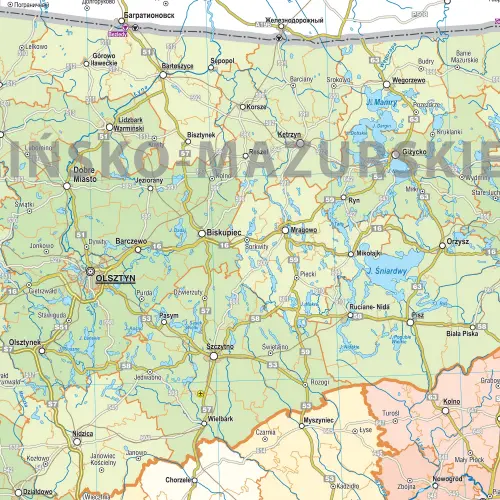 Polska administracyjno-drogowa mapa ścienna na podkładzie do wpinania, 1:500 000