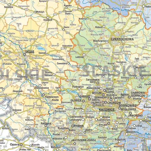 Polska administracyjno-drogowa mapa ścienna arkusz laminowany, 1:500 000