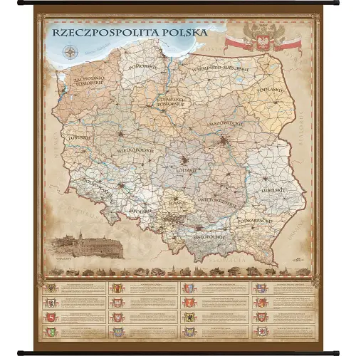Rzeczpospolita Polska mapa ścienna stylizowana