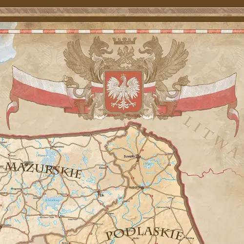 Rzeczpospolita Polska mapa ścienna stylizowana