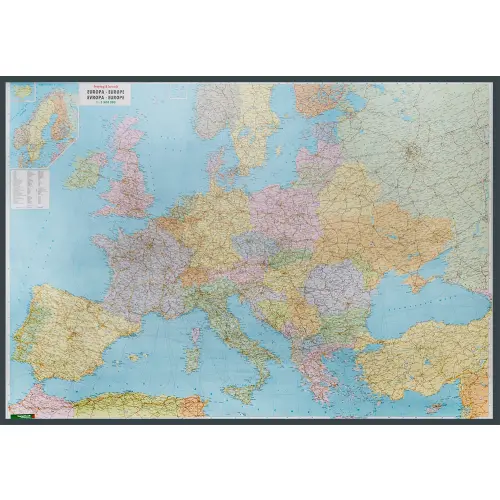 Europa mapa ścienna administracyjno-drogowa na podkładzie magnetycznym 1:3 500 000