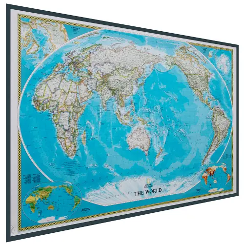 World Pacific Centered Świat mapa ścienna polityczna na podkładzie magnetycznym 1:36 384 000