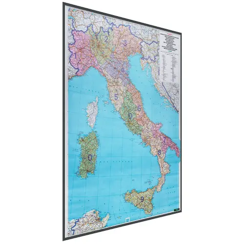 Włochy mapa ścienna kody pocztowe na podkładzie do wpinania 1:1 000 000