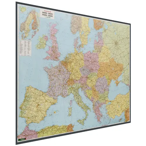 Europa mapa ścienna administracyjno-drogowa na podkładzie magnetycznym 1:2 600 000