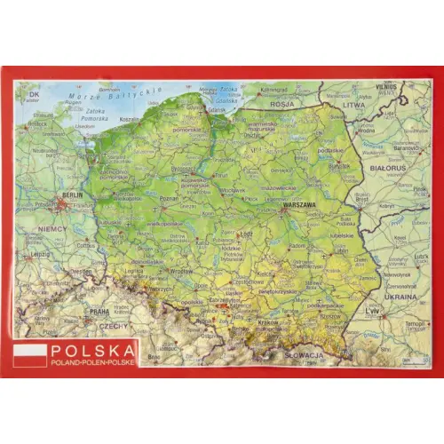Pocztówka Polska mapa plastyczna