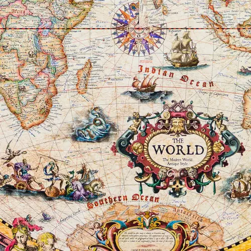 Świat mapa ścienna stylizowana Vintage, na podkładzie magnetycznym