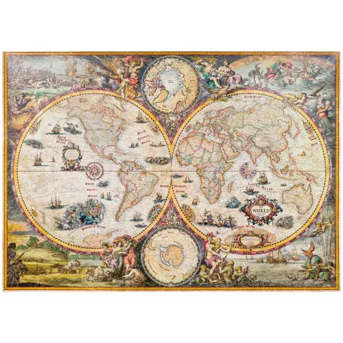 Świat mapa ścienna stylizowana Vintage, arkusz laminowany