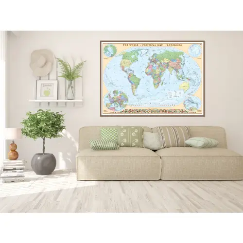 World political wall map on a magnetic foundation 1:25 000 000