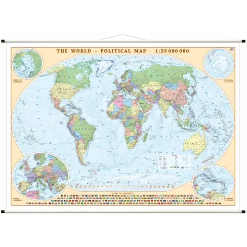 World political wall map 1:25 000 000