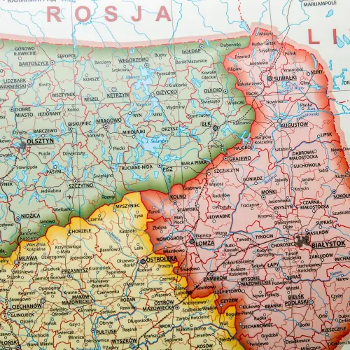 Polska mapa ścienna administracyjna na podkładzie do wpinania 1:1 800 000
