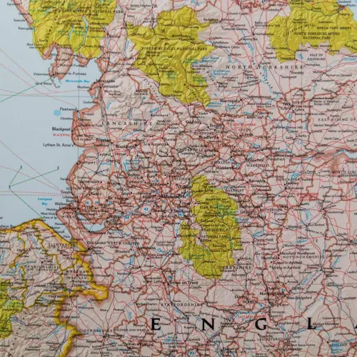 Anglia i Walia Classic mapa ścienna polityczna arkusz papierowy 1:868 000