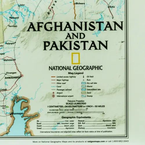 Afganistan, Pakistan Classic mapa ścienna polityczna arkusz papierowy 1:3 363 300