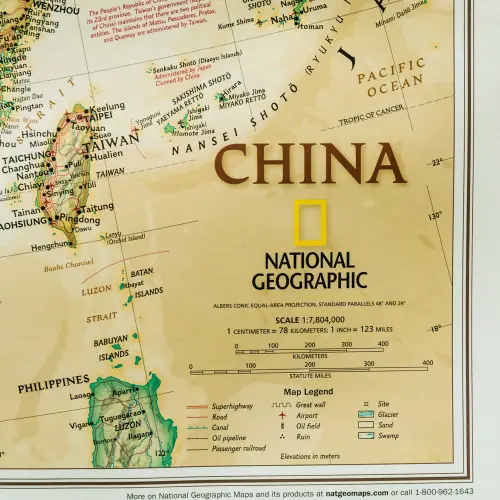 Chiny Executive mapa ścienna polityczna na podkładzie magnetycznym 1:7 804 000