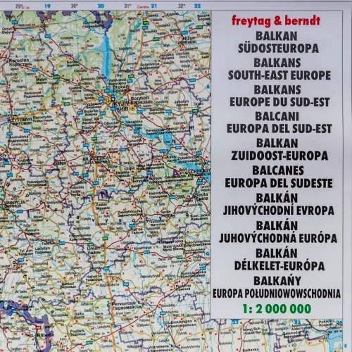 Bałkany, Europa Południowa mapa ścienna samochodowa arkusz papierowy, 1:2 000 000