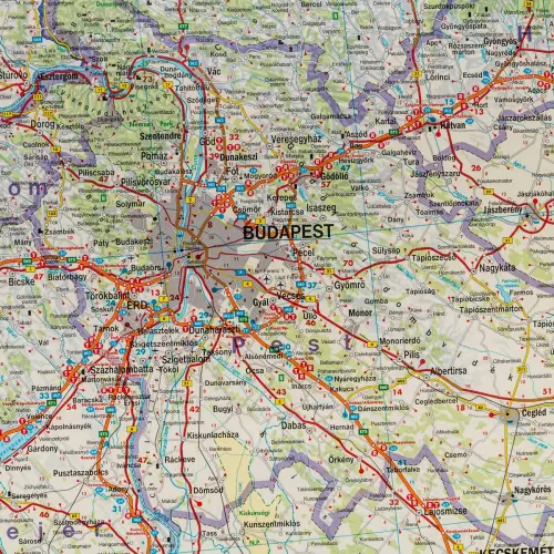 Węgry mapa ścienna samochodowa na podkładzie magnetycznym 1:400 000