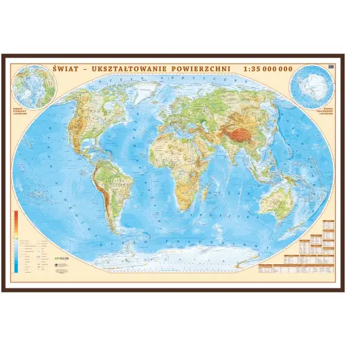 Świat fizyczny - mapa ścienna na podkładzie, 1:35 000 000, ArtGlob