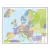 Europa mapa ścienna kody pocztowe na podkładzie do wpinania, 1:3 000 000