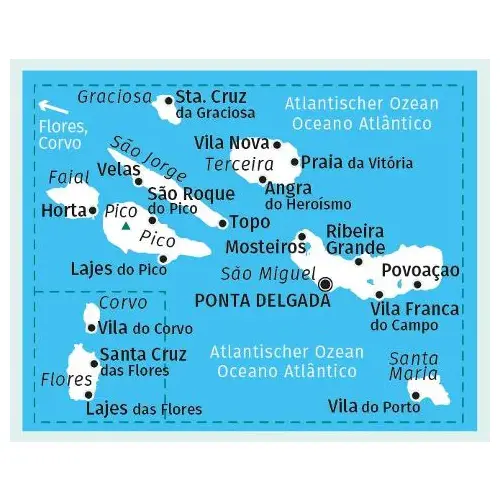 Azoren, 1:50 000, mapa turystyczna, Kompas