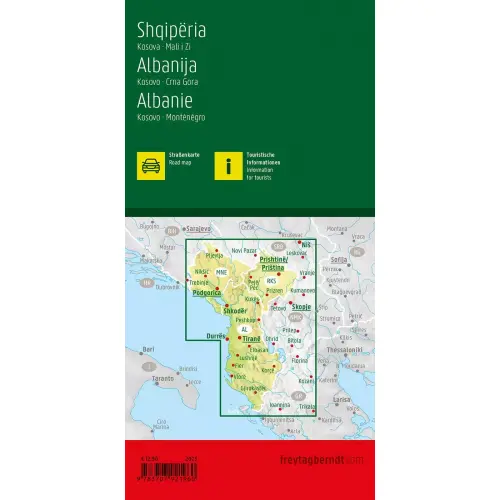 Albania, 1:400 000, mapa samochodowa,Freytag&Berndt