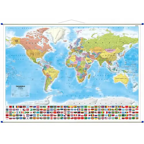 Świat polityczny - mapa ścienna wersja angielska, 1:21 200 000