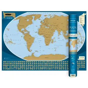 Świat - mapa zdrapka, 1:50 000 000