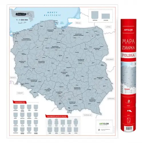 Polska - mapa zdrapka, 1:1 500 000