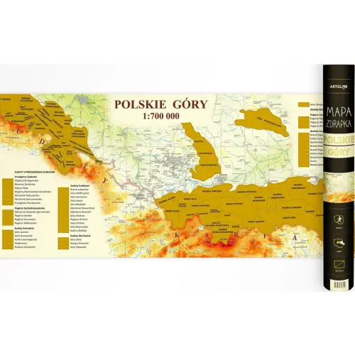 Polskie góry - mapa zdrapka, 1:700 000