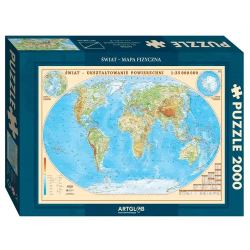 Świat fizyczny mapa 1:35 000 000 - puzzle 2 000 elementów