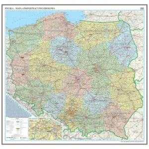 Polska mapa ścienna administracyjno-drogowa 1:350 000 na podkładzie magnetycznym