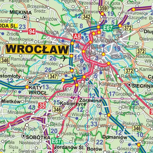 Polska - mapa ścienna administracyjno-drogowa 1:350 000