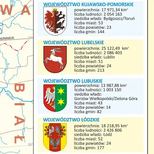 Polska mapa ścienna dwustronna administracyjno-fizyczna, 1:1 000 000