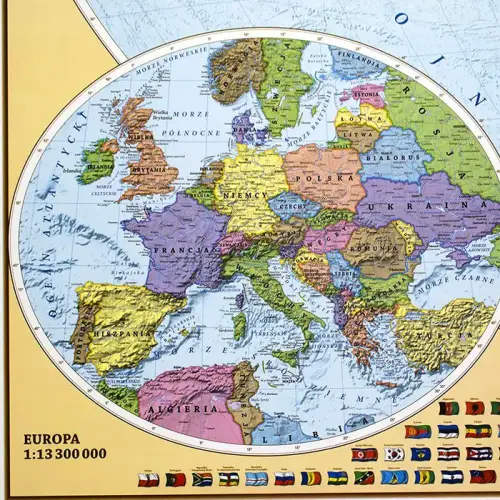 Świat mapa ścienna dwustronna, fizyczno - polityczna, 1:25 000 000