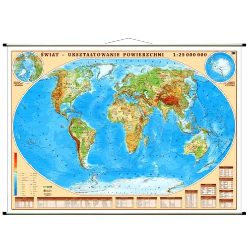 Świat mapa ścienna dwustronna, fizyczno - polityczna, 1:25 000 000