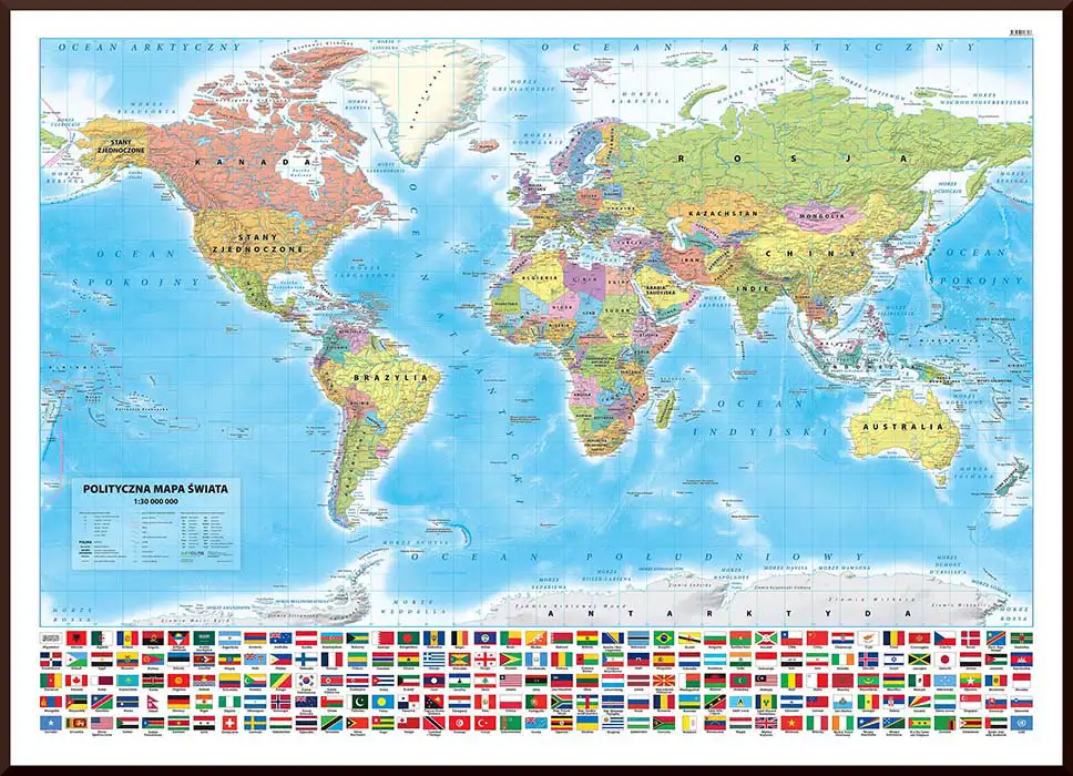 Świat polityczny - mapa na podkładzie
