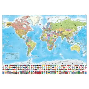 Świat polityczny - mapa ścienna naklejka, 1:30 000 000