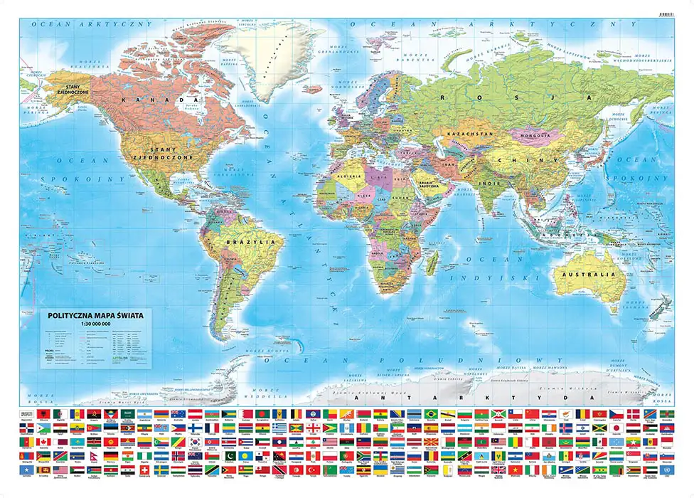 Świat polityczny - mapa ścienna naklejka