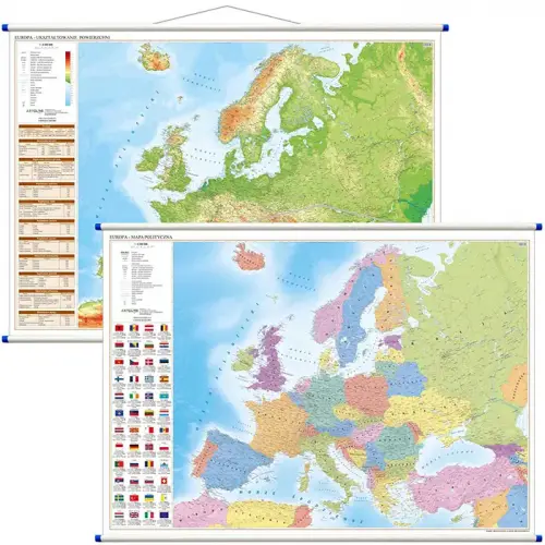 Europa mapa ścienna polityczna i fizyczna dwustronna 1:6 500 000