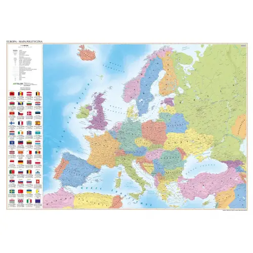 Europa mapa ścienna polityczna i fizyczna dwustronna 1:6 500 000