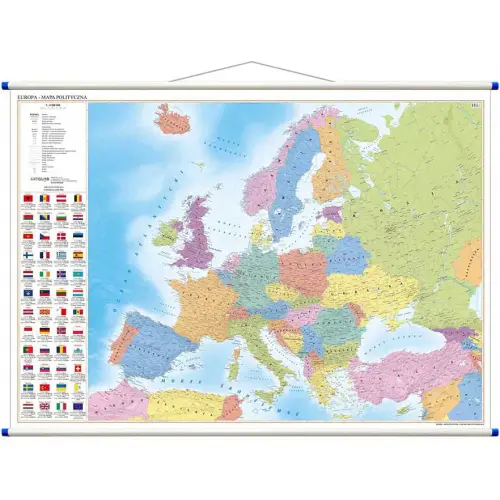 Europa mapa ścienna dwustronna polityczno - fizyczna 1:4 500 000, ArtGlob