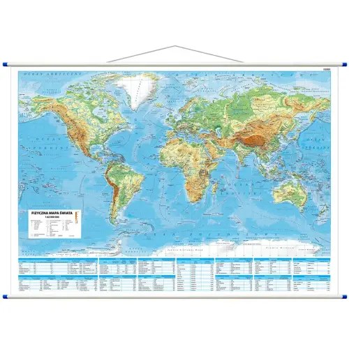 Świat mapa ścienna dwustronna polityczno - fizyczna 1:42 000 000
