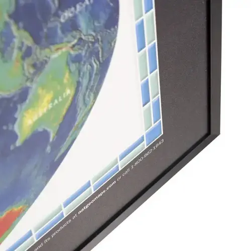 World Decorator Świat mapa ścienna w ramie na podkładzie magnetycznym 1:18 384 000
