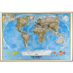 Świat Polityczny Classic mapa ścienna na podkładzie do wpinania znaczników 1:31 854 000